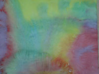 Oeuvre d'une personne ayant participé à un stage de peinture instinctive : taches de couleurs, tons pastel